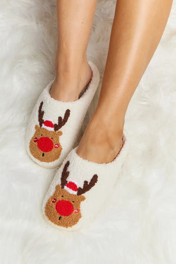 Melody Rudolph Print Plush Slide Slippers Trendsi