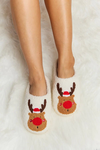 Melody Rudolph Print Plush Slide Slippers Trendsi