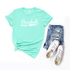 Baseball Mom | Short Sleeve Crew Neck Olive and Ivory Retail