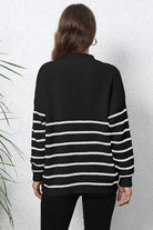 Mock Neck Long Sleeve Zip-Up Sweater Trendsi