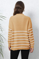 Mock Neck Long Sleeve Zip-Up Sweater Trendsi