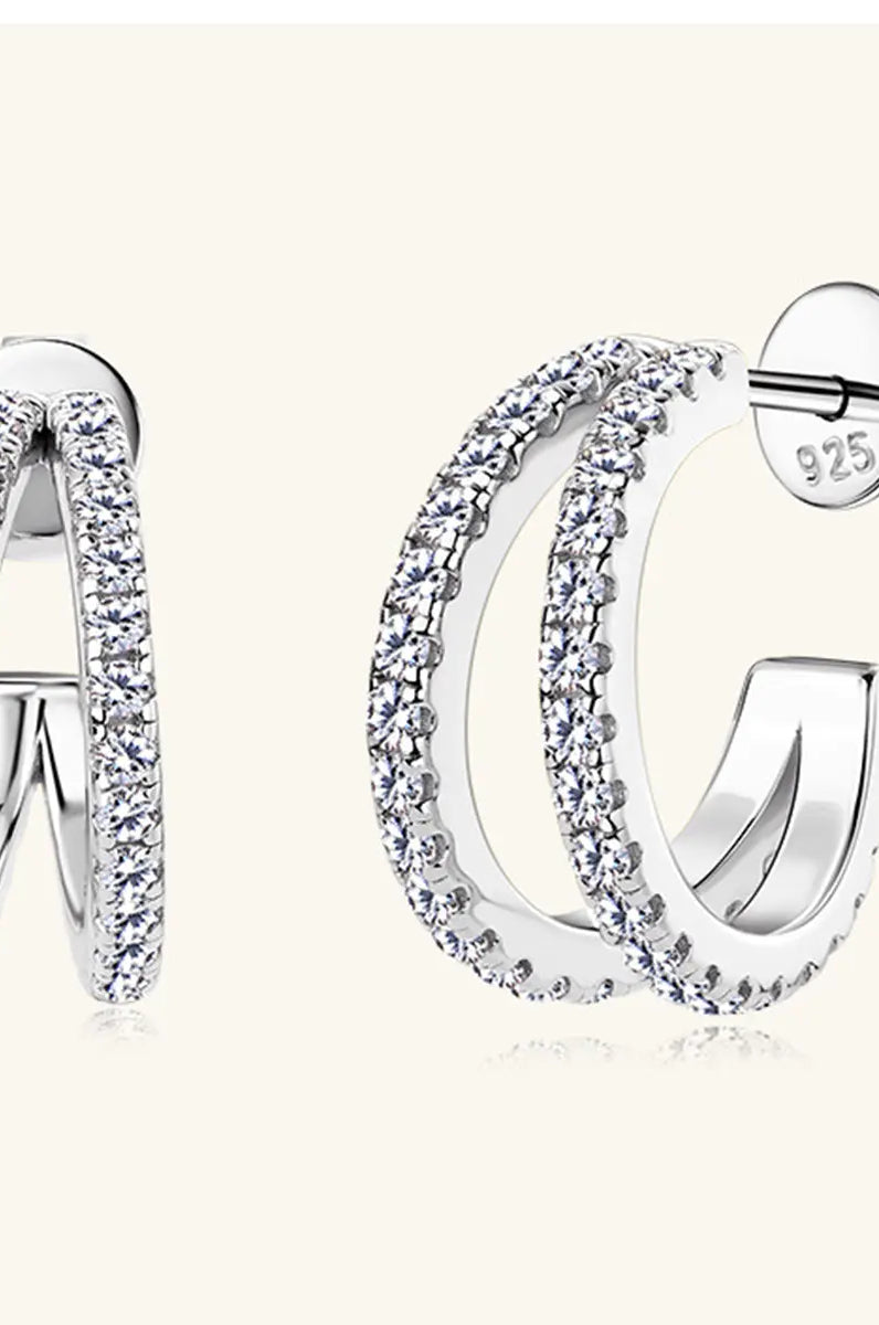 Moissanite 925 Sterling Silver C-Hoop Earrings Trendsi