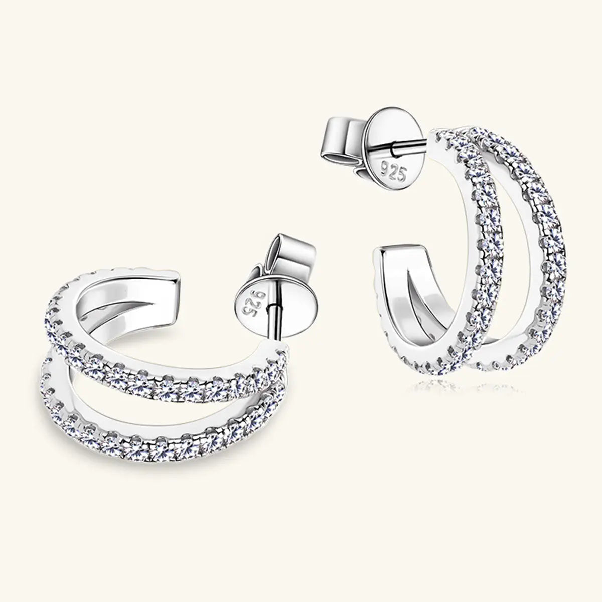 Moissanite 925 Sterling Silver C-Hoop Earrings Trendsi