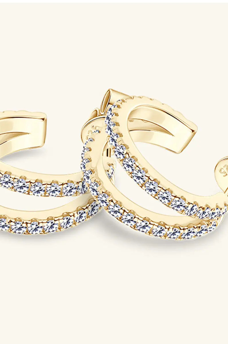 Moissanite 925 Sterling Silver C-Hoop Earrings Trendsi