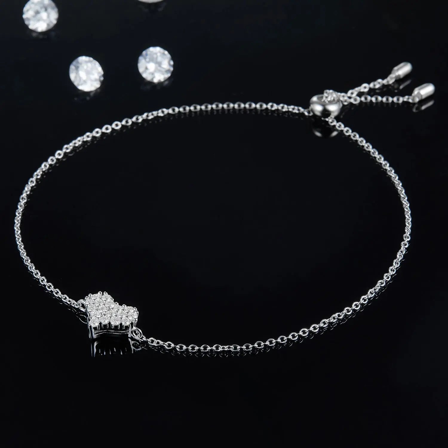 Moissanite 925 Sterling Silver Heart Bracelet Trendsi