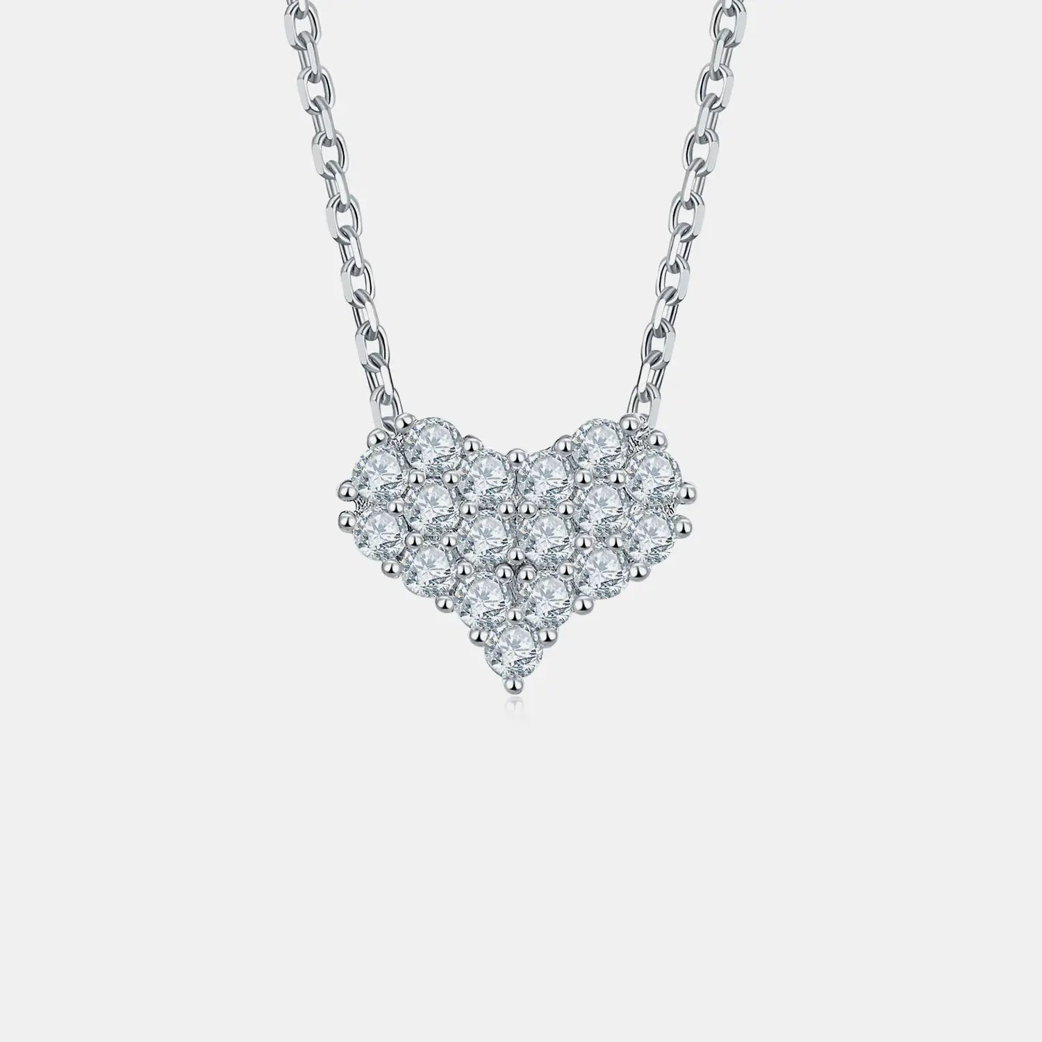 Moissanite 925 Sterling Silver Heart Necklace Trendsi