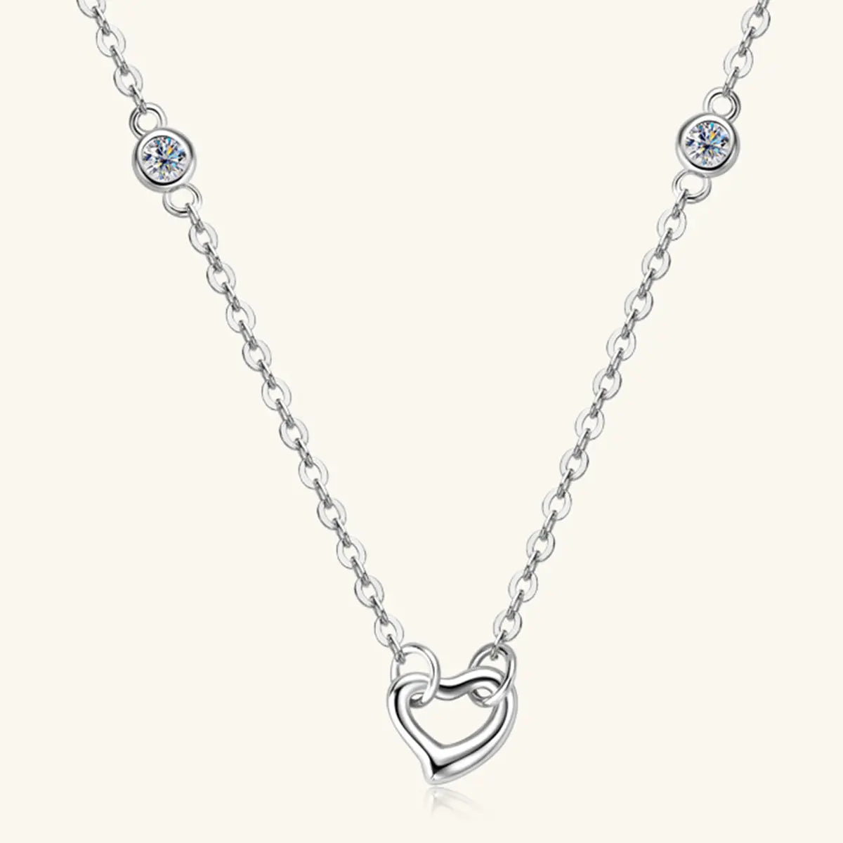 Moissanite 925 Sterling Silver Heart Necklace Trendsi