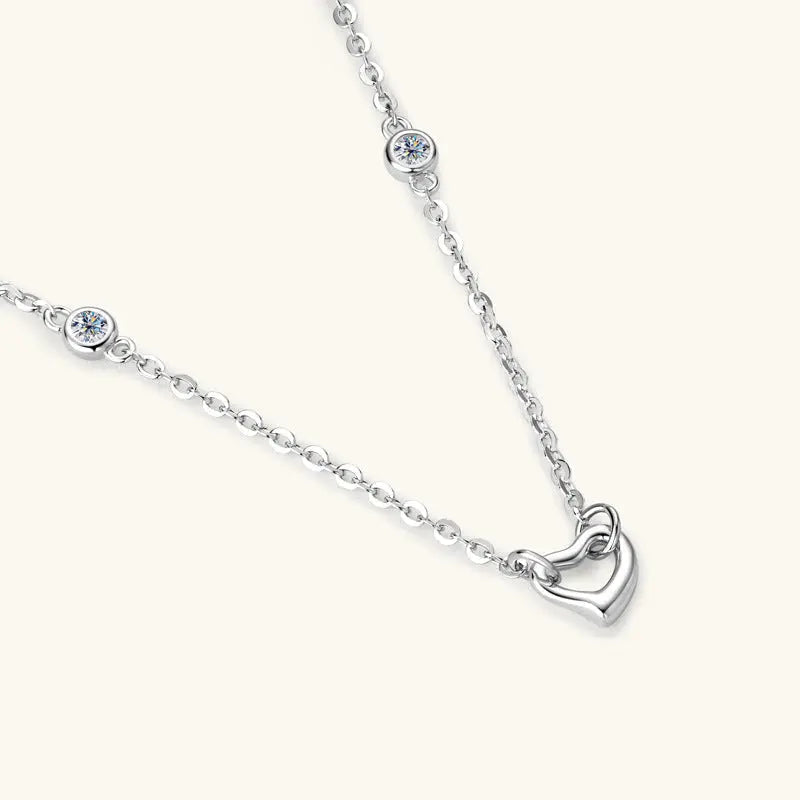 Moissanite 925 Sterling Silver Heart Necklace Trendsi