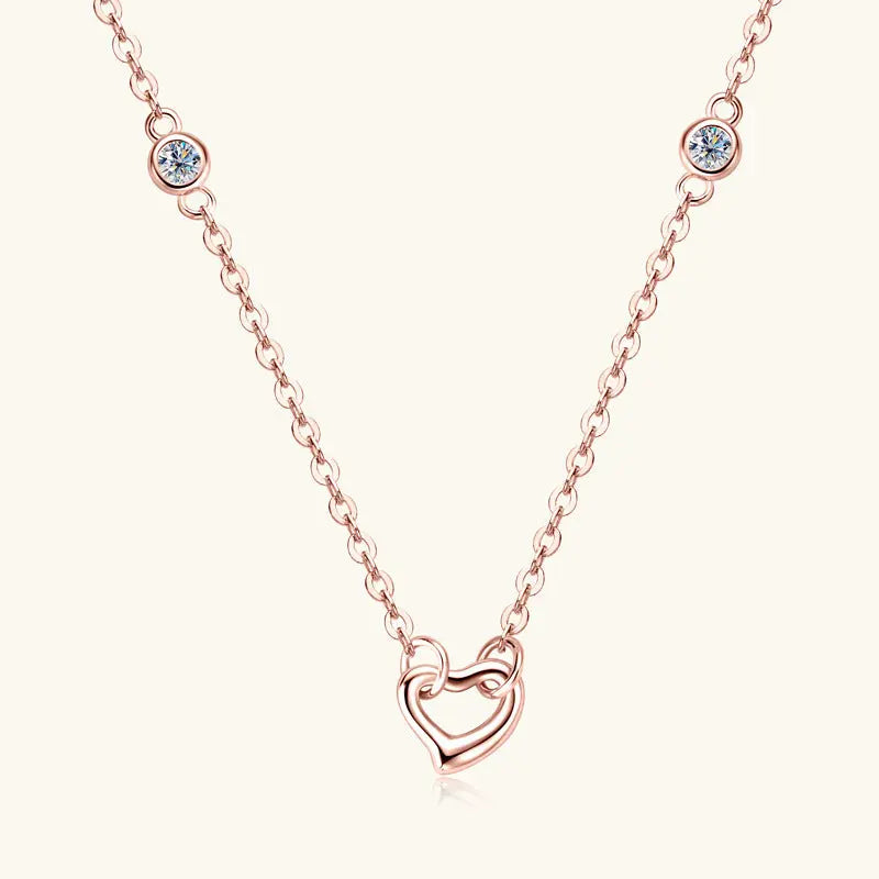 Moissanite 925 Sterling Silver Heart Necklace Trendsi