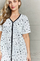 MOON NITE Quilted Quivers Button Down Sleepwear Dress Trendsi