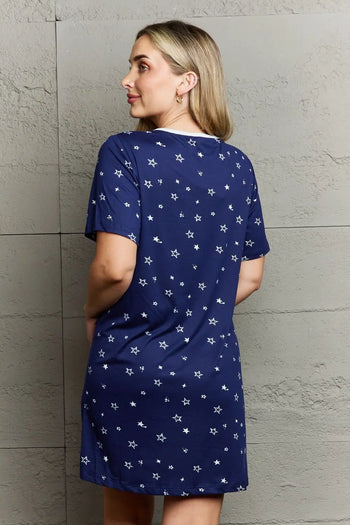 MOON NITE Quilted Quivers Button Down Sleepwear Dress Trendsi