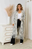 Multicolored Open Front Fringe Hem Cardigan Trendsi