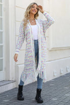 Multicolored Open Front Fringe Hem Cardigan Trendsi