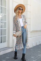 Multicolored Open Front Fringe Hem Cardigan Trendsi