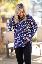 Navy and Daisy Long Sleeve Top Boutique Simplified