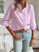 Nat Ruffle Trim Shirt |   |  Casual Chic Boutique