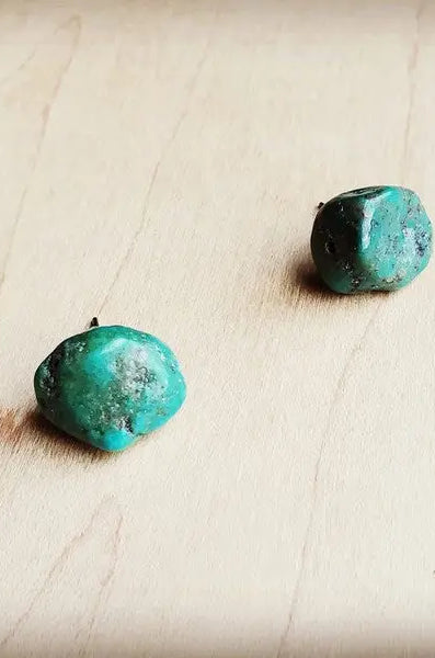 Natural Green Turquoise Stud Earrings The Jewelry Junkie