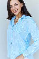 Doublju She Means Business Striped Button Down Shirt Top Ninexis