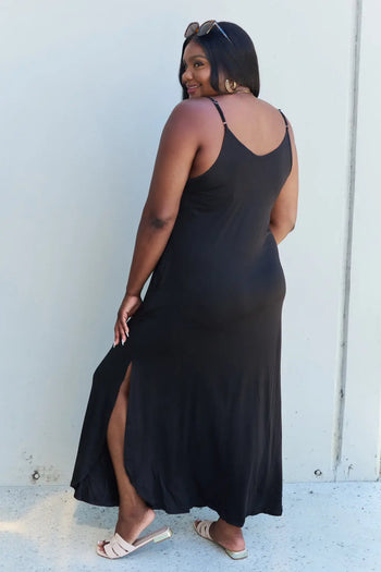 Ninexis Good Energy Cami Side Slit Maxi Dress in Black Ninexis