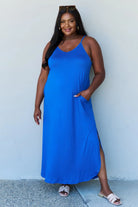 Ninexis Good Energy Full Size Cami Side Slit Maxi Dress in Royal Blue Trendsi