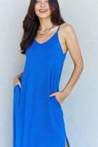 Ninexis Good Energy Full Size Cami Side Slit Maxi Dress in Royal Blue Trendsi