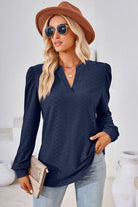 Notched Long Sleeve T-Shirt Trendsi