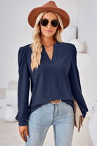 Notched Long Sleeve T-Shirt Trendsi