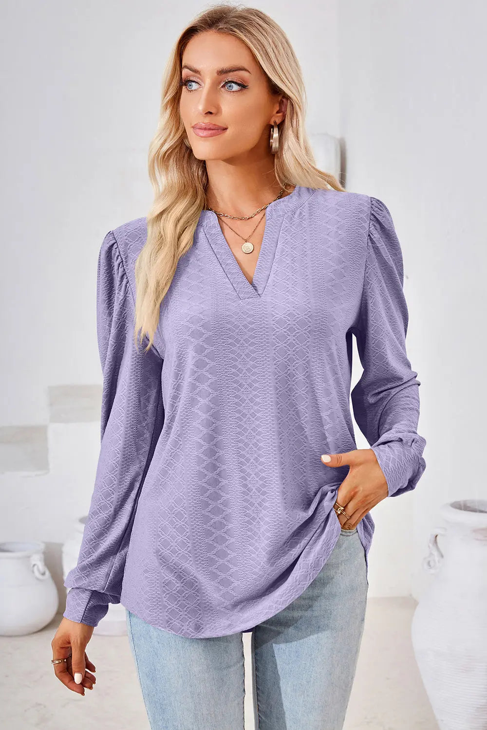 Notched Long Sleeve T-Shirt Trendsi