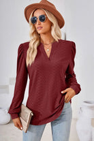 Notched Long Sleeve T-Shirt Trendsi