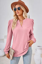 Notched Long Sleeve T-Shirt Trendsi