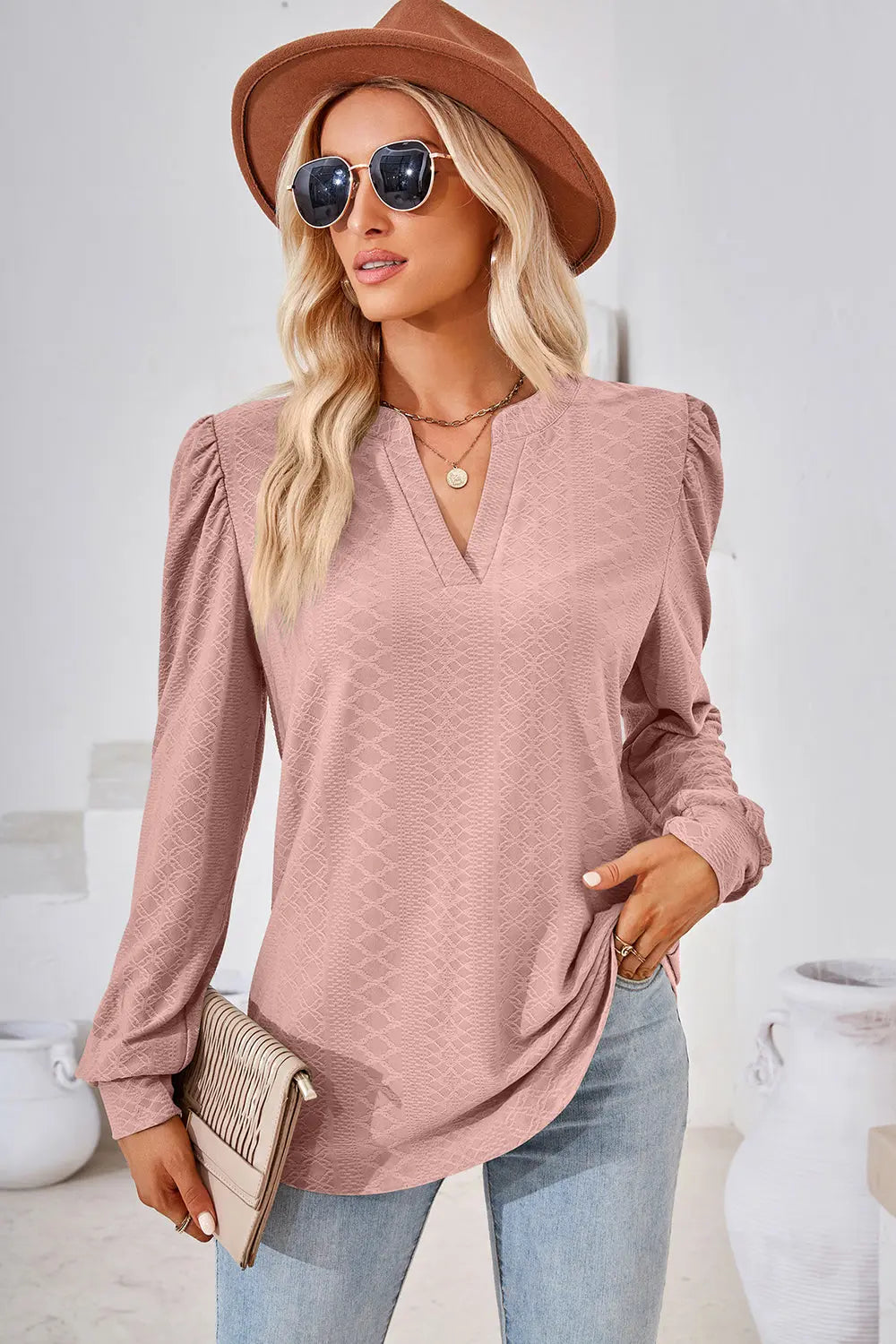 Notched Long Sleeve T-Shirt Trendsi