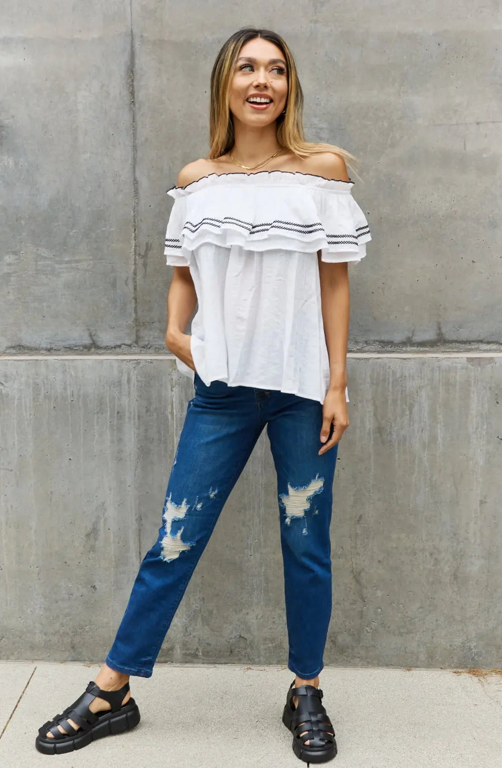 ODDI Off The Shoulder Ruffle Blouse ODDI