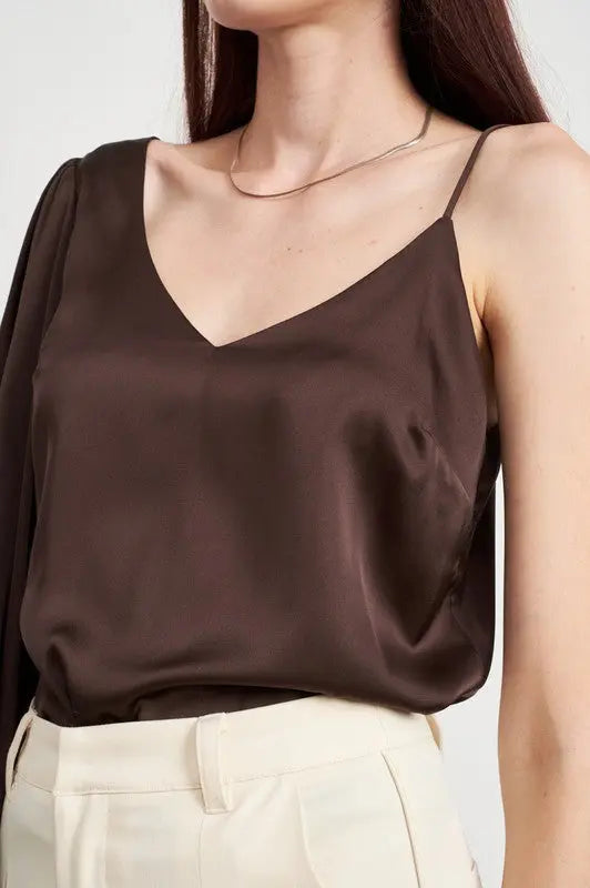 ONE SHOULDER BLOUSE WITH SPAGHETTI STRAP Emory Park