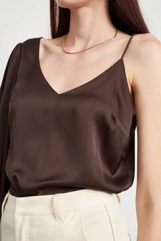 ONE SHOULDER BLOUSE WITH SPAGHETTI STRAP Emory Park