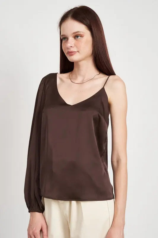 ONE SHOULDER BLOUSE WITH SPAGHETTI STRAP Emory Park