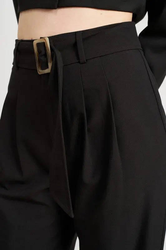 PLEATED SIDE LEG PANTS WITH BELT Emory Park