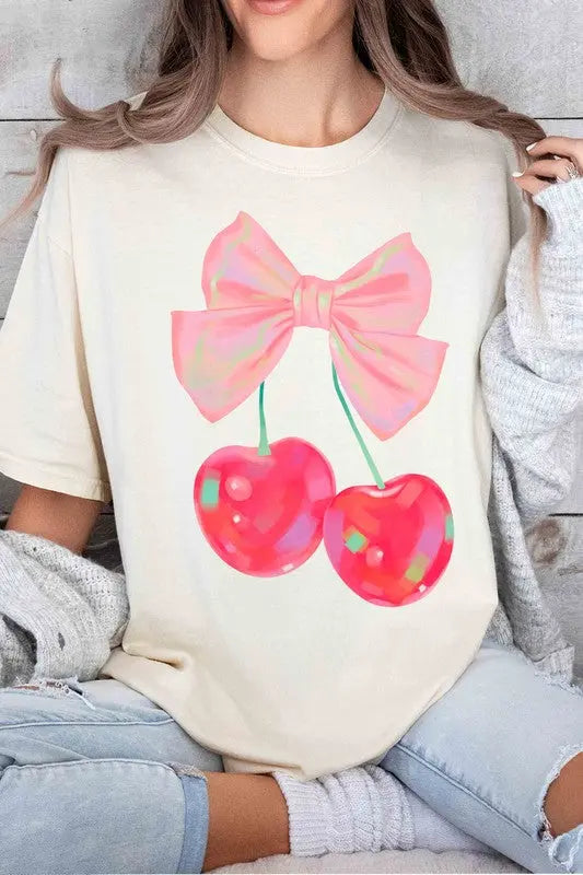 PLUS SIZE - RETRO CHERRY WITH RIBBON Graphic Tee BLUME AND CO.