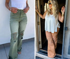 PREORDER: Blakeley Distressed Jeans In Olive and Camel Ave Shops