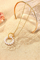 Pearl Hoop Link Pendant Necklace Trendsi