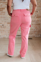 Peggy High Rise Cargo Straight Jeans in Pink Ave Shops