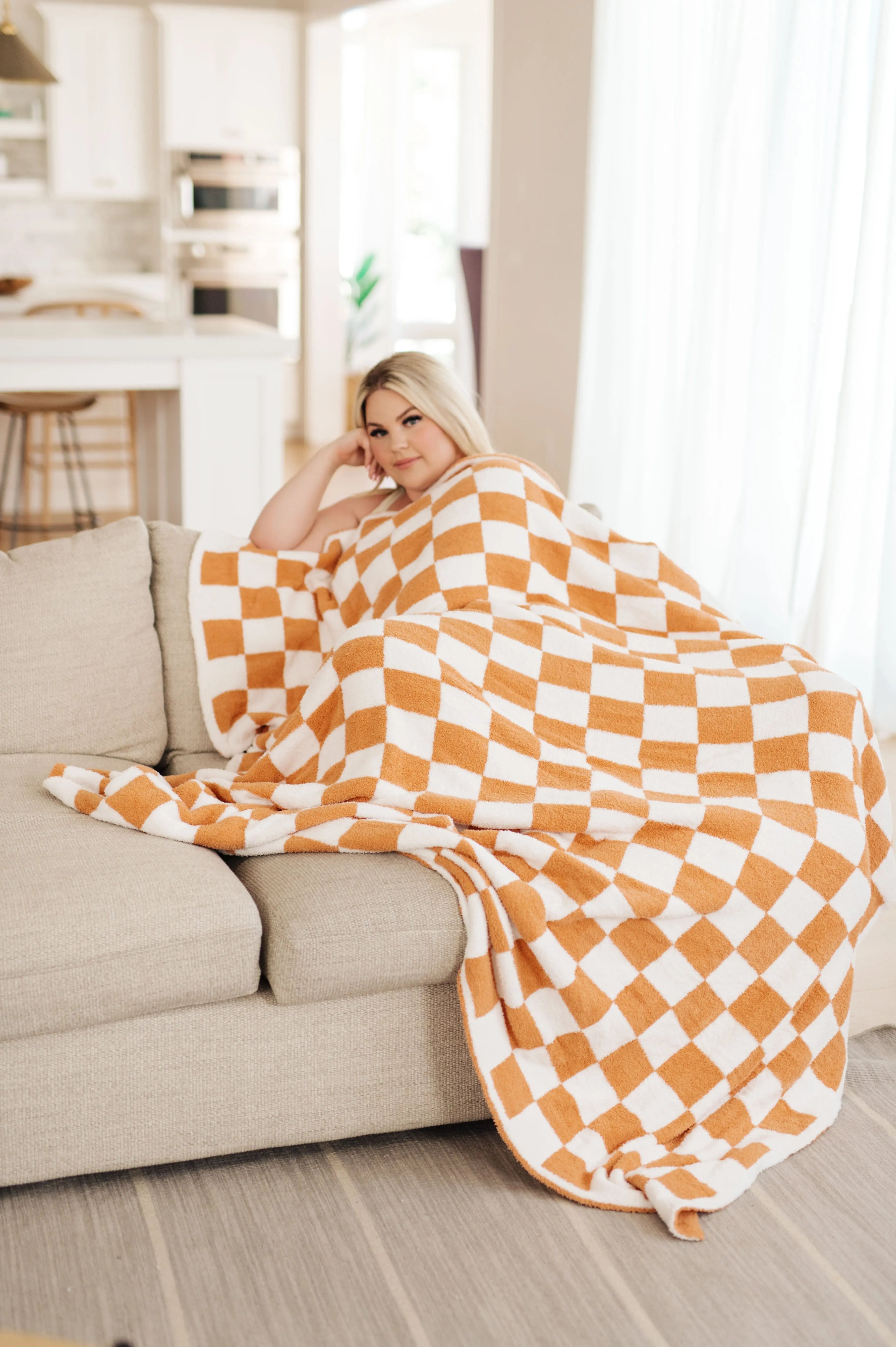 Penny Blanket Single Cuddle Size in Copper Check Ave Shops