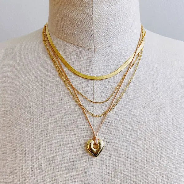 Perfectly Layered Heart And Chain Necklace Ellison and Young