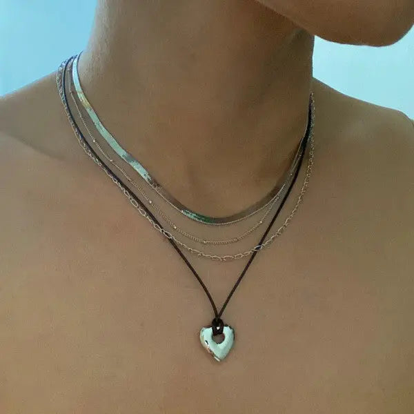 Perfectly Layered Heart And Chain Necklace Ellison and Young