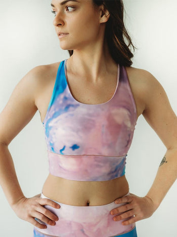 Pink Tie Dye Longline Sports Bra Colorado Threads Clothing