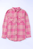 Plaid Button Up Dropped Shoulder Shirt Trendsi