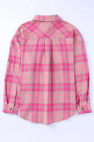 Plaid Button Up Dropped Shoulder Shirt Trendsi