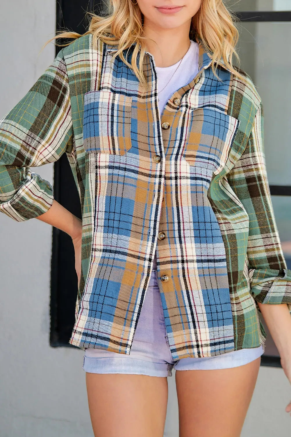 Plaid Button Up Long Sleeve Shirt Trendsi