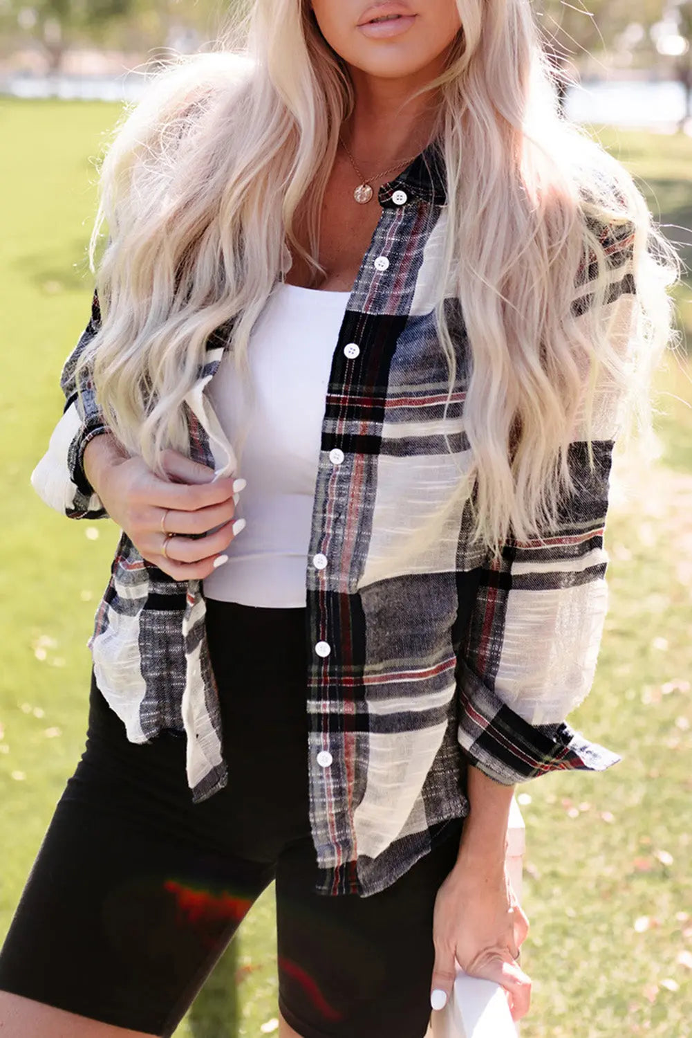 Plaid Button Up Long Sleeve Shirt Trendsi