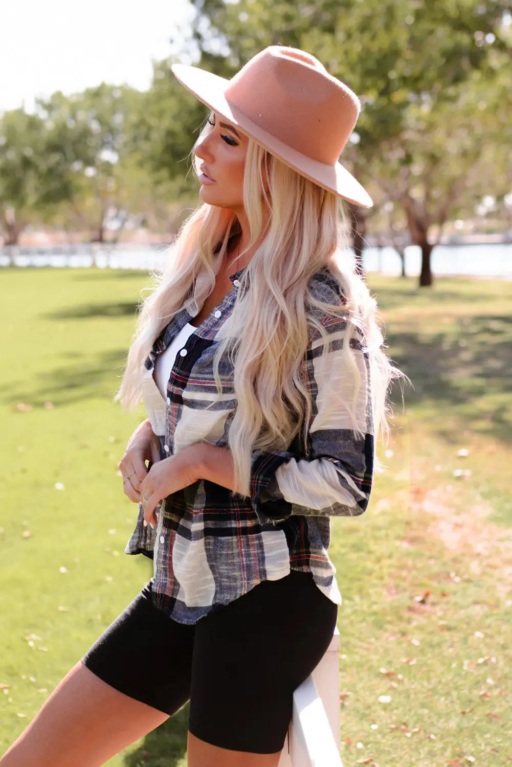 Plaid Button Up Long Sleeve Shirt Trendsi