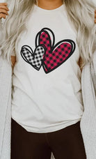 Plaid Heart Valentines Day Graphic Tee Kissed Apparel